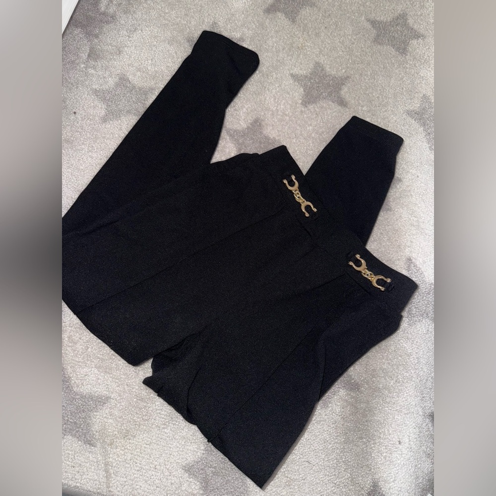 Black Leggings with Gold Accents